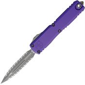 Microtech 11224D12APPU Auto Ultratech Gen IV OTF Apocalyptic Serrated Double Edge Dagger Purple Aluminum Handle