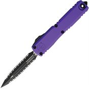 Microtech 11224D3PU Auto Ultratech Gen IV OTF Two-Tone Serrated Dagger Purple Aluminum Handle