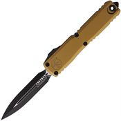 Microtech 112241TA Auto Ultratech Gen IV OTF Two-Tone Double Edge Dagger Tan Aluminum Handle