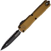 Microtech 112243TA Auto Ultratech Gen IV OTF Two-Tone Serrated Dagger Tan Aluminum Handle