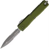 Microtech 1122411APOD Auto Ultratech Gen IV OTF Apocalyptic Part Serrated Dagger OD Green Aluminum Handle