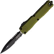 Microtech 112242OD Auto Ultratech Gen IV OTF Two-Tone Part Serrated Dagger OD Green Aluminum Handle