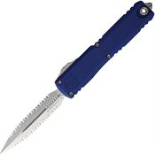 Microtech 11224D12NA Auto Ultratech Gen IV OTF Stonewash Serrated Double Edge Dagger Blue Aluminum Handle