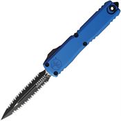 Microtech 11224D3BL Auto Ultratech Gen IV OTF Two-Tone Serrated Double Edge Dagger Blue Aluminum Handle