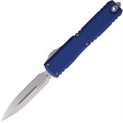 Microtech 1122410NA Auto Ultratech Gen IV OTF Stonewash Double Edge Dagger Blue Aluminum Handle