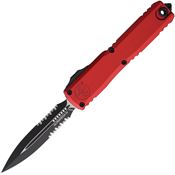 Microtech 112242RD Auto Ultratech Gen IV OTF Two-Tone Part Serrated Dagger Red Aluminum Handle