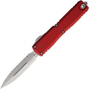 Microtech 1122412RD Auto Ultratech Gen IV OTF Stonewash Serrated Dagger Red Aluminum Handle