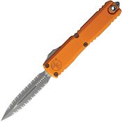 Microtech 11224D12APOR Auto Ultratech Gen IV OTF Apocalyptic Serrated Double Edge Dagger Orange Aluminum Handle