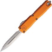 Microtech 1122412OR Auto Ultratech Gen IV OTF Stonewash Serrated Double Edge Dagger Orange Aluminum Handle