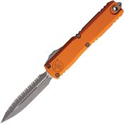 Microtech 1122412APOR Auto Ultratech Gen IV OTF Apocalyptic Serrated Dagger Orange Aluminum Handle