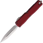 Microtech 1122410MR Auto Ultratech Gen IV OTF Stonewash Double Edge Dagger Merlot Aluminum Handle
