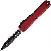 Microtech 112242MR Auto Ultratech Gen IV OTF Two-Tone Part Serrated Dagger Merlot Aluminum Handle