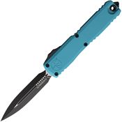 Microtech 112241CN Auto Ultratech Gen IV OTF Two-Tone Double Edge Dagger Cyan Aluminum Handle