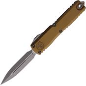 Microtech 1122410APTA Auto Ultratech Gen IV OTF Apocalyptic Double Edge Dagger Tan Aluminum Handle