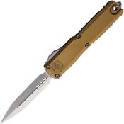 Microtech 1122410TA Auto Ultratech Gen IV OTF Stonewash Double Edge Dagger Tan Aluminum Handle