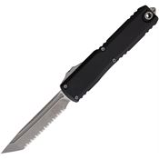 Microtech 1123412AP Auto Ultratech Gen IV OTF Apocalyptic Serrated Tanto Black Aluminum Handle