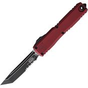 Microtech 112342MR Auto Ultratech Gen IV OTF Two-Tone Part Serrated Tanto Merlot Aluminum Handle