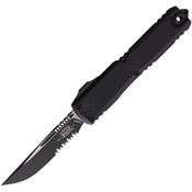 Microtech 112142T Auto Ultratech Gen IV OTF Two-Tone Part Serrated Black Aluminum Handle
