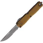Microtech 1121411APTA Auto Ultratech Gen IV OTF Apocalyptic Part Serrated Tan Aluminum Handle