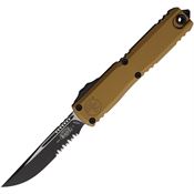 Microtech 112142TA Auto Ultratech Gen IV OTF Two-Tone Part Serrated Tan Aluminum Handle