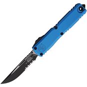 Microtech 112142BL Auto Ultratech Gen IV OTF Two-Tone Part Serrated Blue Aluminum Handle