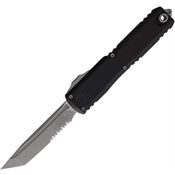 Microtech 1123411AP Auto Ultratech Gen IV OTF Apocalyptic Part Serrated Tanto Black Aluminum Handle