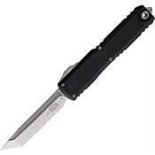Microtech 1123411 Auto Ultratech Gen IV OTF Stonewash Part Serrated Tanto Black Aluminum Handle