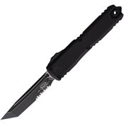 Microtech 112342T Auto Ultratech Gen IV OTF Two-Tone Part Serrated Tanto Black Aluminum Handle