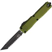 Microtech 112343OD Auto Ultratech Gen IV OTF Two-Tone Serrated Tanto OD Green Aluminum Handle