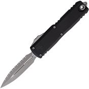Microtech 1232412AP Auto UTX-85 Gen IV OTF Apocalyptic Serrated Double Edge Dagger Black Aluminum Handle