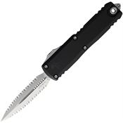 Microtech 12324D12 Auto UTX-85 Gen IV OTF Stonewash Serrated Double Edge Dagger Black Aluminum Handle