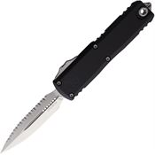 Microtech 123246 Auto UTX-85 Gen IV OTF Satin Serrated Double Edge Dagger Black Aluminum Handle