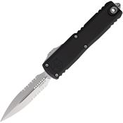 Microtech 1232411 Auto UTX-85 Gen IV OTF Stonewash Part Serrated Dagger Black Aluminum Handle