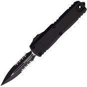 Microtech 123242T Auto UTX-85 Gen IV OTF Two-Tone Part Serrated Dagger Black Aluminum Handle