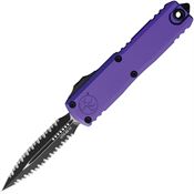 Microtech 12324D3PU Auto UTX-85 Gen IV OTF Two-Tone Serrated Double Edge Dagger Purple Aluminum Handle