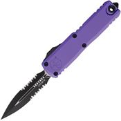 Microtech 123242PU Auto UTX-85 Gen IV OTF Two-Tone Part Serrated Dagger Purple Aluminum Handle