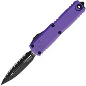 Microtech 123243PU Auto UTX-85 Gen IV OTF Two-Tone Serrated Dagger Purple Aluminum Handle