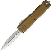 Microtech 12324D12TA Auto UTX-85 Gen IV OTF Stonewash Serrated Double Edge Dagger Tan Aluminum Handle