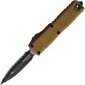 Microtech 123243TA Auto UTX-85 Gen IV OTF Two-Tone Serrated Double Edge Dagger Tan Aluminum Handle