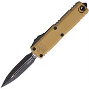 Microtech 123241TA Auto UTX-85 Gen IV OTF Two-Tone Double Edge Dagger Tan Aluminum Handle
