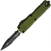 Microtech 123242OD Auto UTX-85 Gen IV OTF Two-Tone Part Serrated Double Edge Dagger OD Green Aluminum Handle