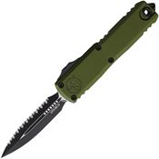 Microtech 123243OD Auto UTX-85 Gen IV OTF Two-Tone Serrated Double Edge Dagger OD Green Aluminum Handle