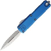 Microtech 12324D12BL Auto UTX-85 Gen IV OTF Stonewash Serrated Double Edge Dagger Blue Aluminum Handle