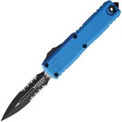 Microtech 123242BL Auto UTX-85 Gen IV OTF Two-Tone Part Serrated Dagger Blue Aluminum Handle