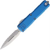 Microtech 1232412BL Auto UTX-85 Gen IV OTF Stonewash Serrated Dagger Blue Aluminum Handle