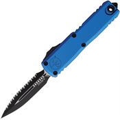 Microtech 123243BL Auto UTX-85 Gen IV OTF Two-Tone Serrated Dagger Blue Aluminum Handle