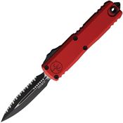Microtech 123243RD Auto UTX-85 Gen IV OTF Two-Tone Serrated Double Edge Dagger Red Aluminum Handle