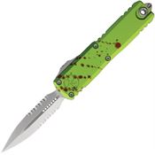 Microtech 1232411Z Auto UTX-85 Gen IV OTF Stonewash Part Serrated Dagger ZOMBIE-TECH Handle