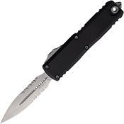 Microtech 123245 Auto UTX-85 Gen IV OTF Satin Part Serrated Dagger Black Aluminum Handle