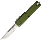 Microtech 1231411OD Auto UTX-85 Gen IV OTF Stonewash Part Serrated OD Green Aluminum Handle